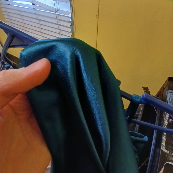 Elegant Teal Satin Dress - Picture 10 of 11